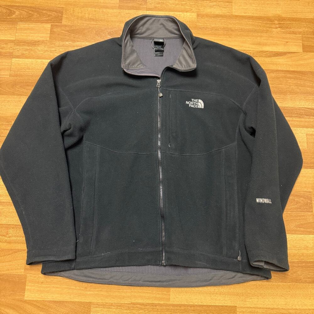 Men's The North Face Black Windwall Fleece Zip Up Outdoor Light Jacket Sz XL TNF